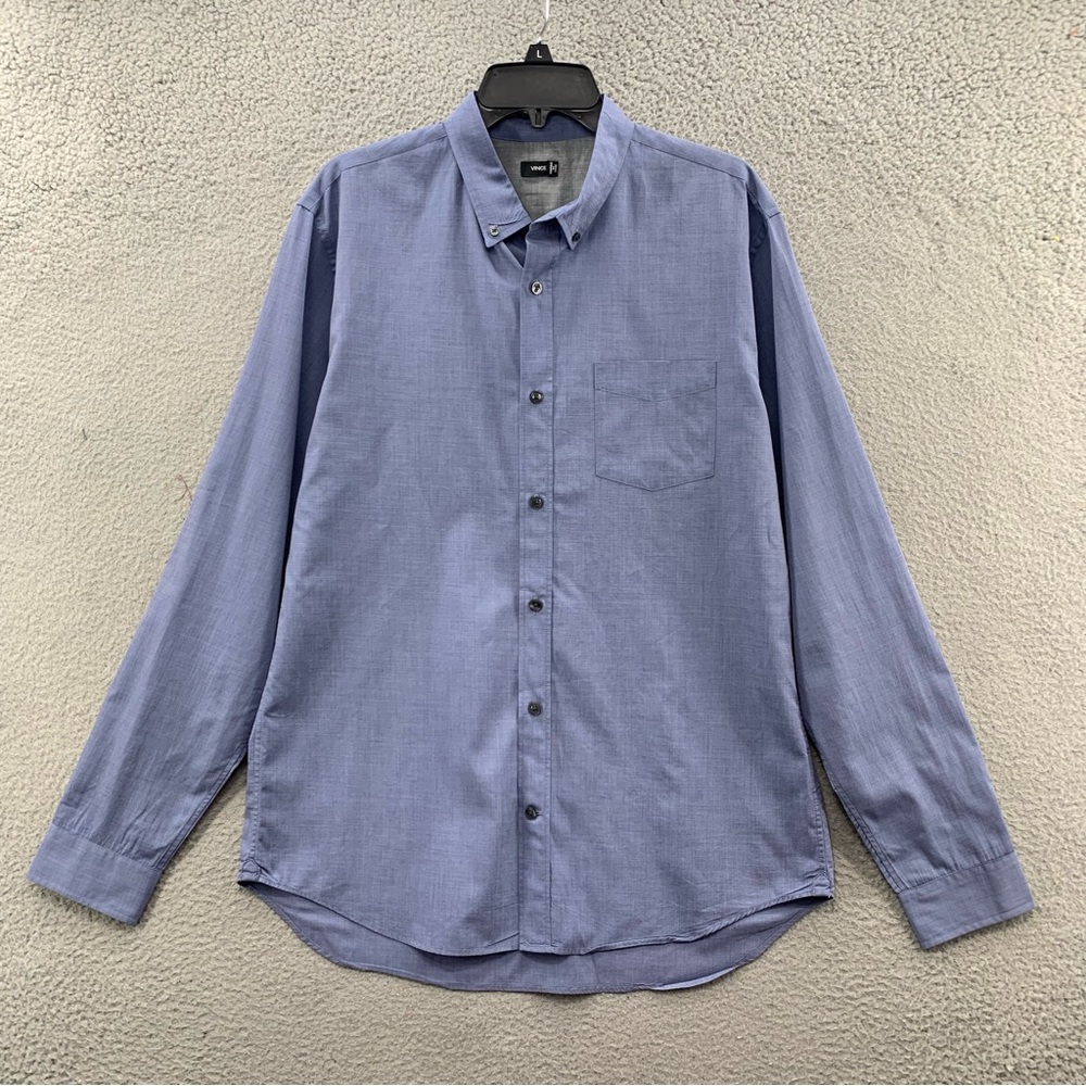 Vince Shirt Men's Size Large Blue Pin Striped Button Up Long Sleeve 100% Cotton